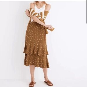 Madewell Ruffle Tiered Midi Skirt in Daisy Stitch | Size XS